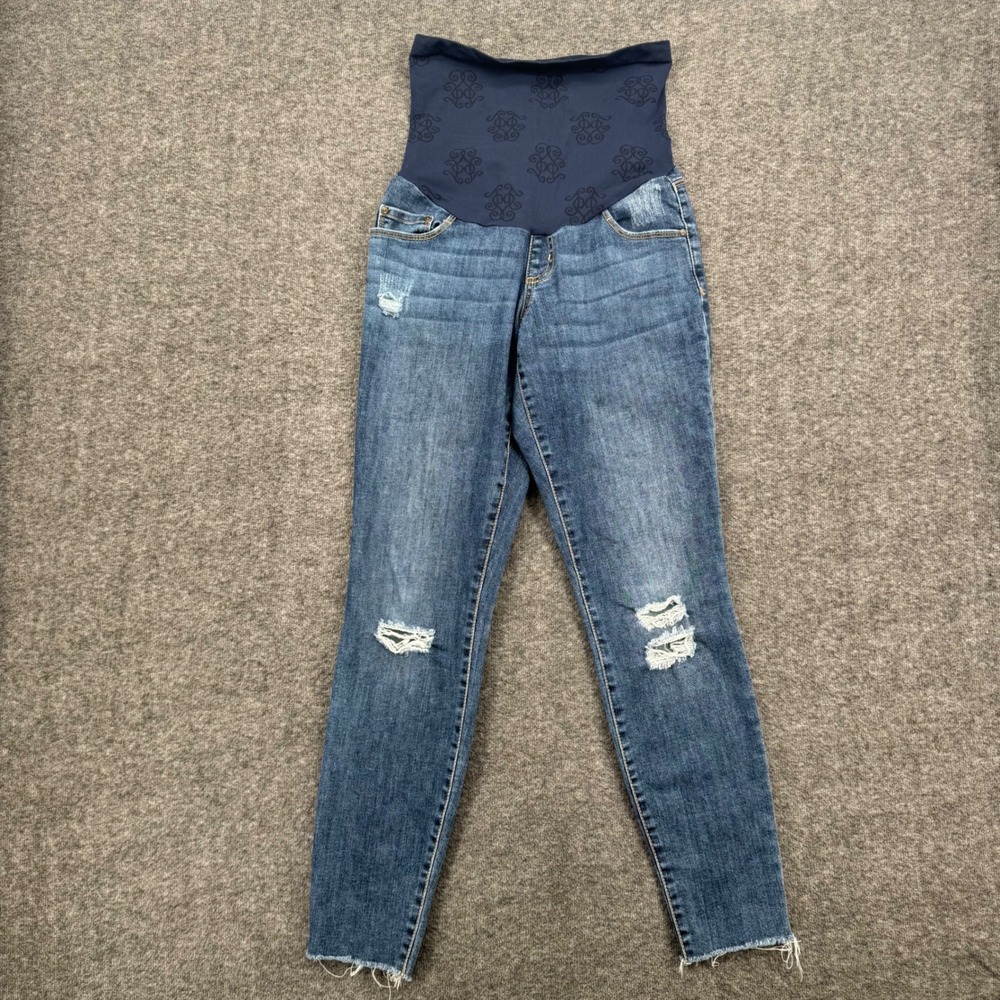 Jessica Simpson Maternity Skinny Jeans Secret Fit Belly Distressed Small Crop